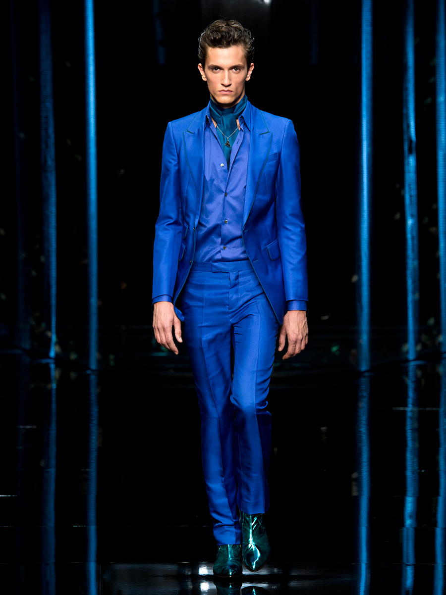 Original Roberto Cavalli Men's Blue Embroidered Denim Jacket