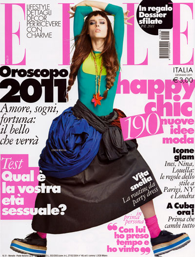 Cover Model Dress January on Magazine Elle Italy Published January 2011 Cover Model Coco Rocha