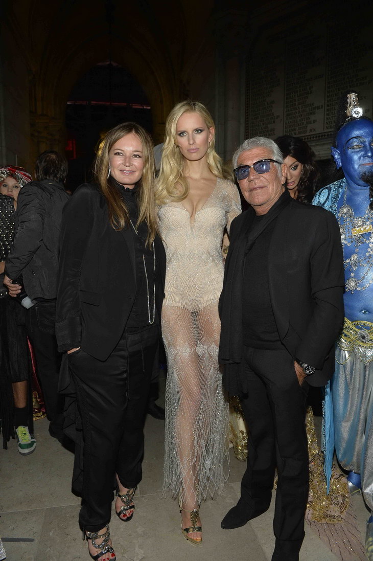Roberto and Eva Cavalli and Karolina Kurkova