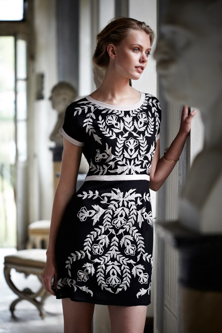 maeve black and white dress