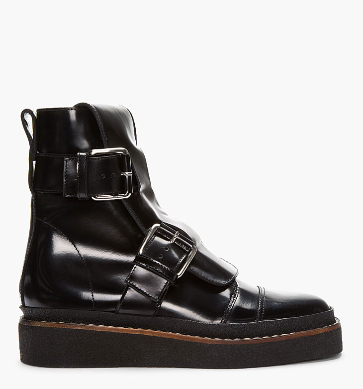 MARNI Black Leather Buckle Boots