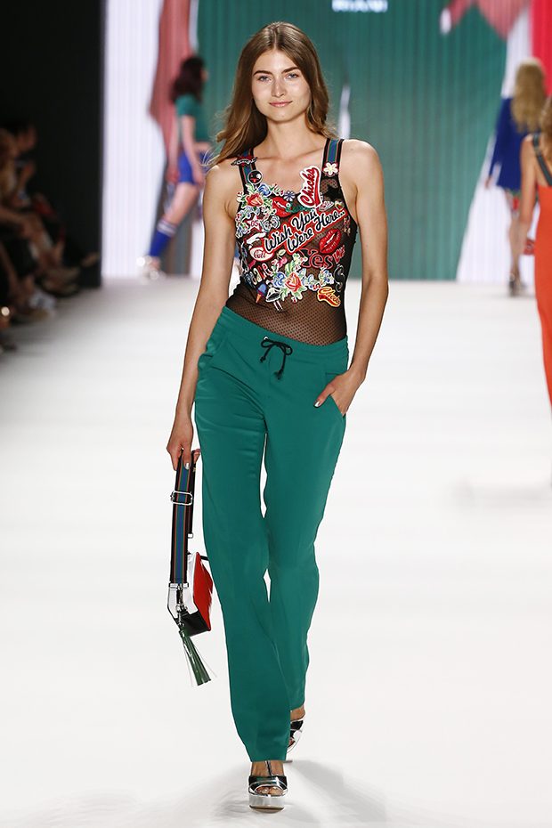 BERLIN, GERMANY - JUNE 28: A model walks the runway at the Riani show during the Mercedes-Benz Fashion Week Berlin Spring/Summer 2017 at Erika Hess Eisstadion on June 28, 2016 in Berlin, Germany. (Photo by Frazer Harrison/Getty Images for Riani)