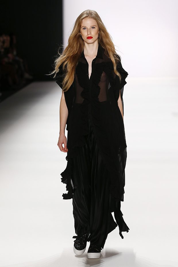 BERLIN, GERMANY - JUNE 28: A model walks the runway at the Avelon show during the Mercedes-Benz Fashion Week Berlin Spring/Summer 2017 at Erika Hess Eisstadion on June 28, 2016 in Berlin, Germany. (Photo by Frazer Harrison/Getty Images for Avelon)