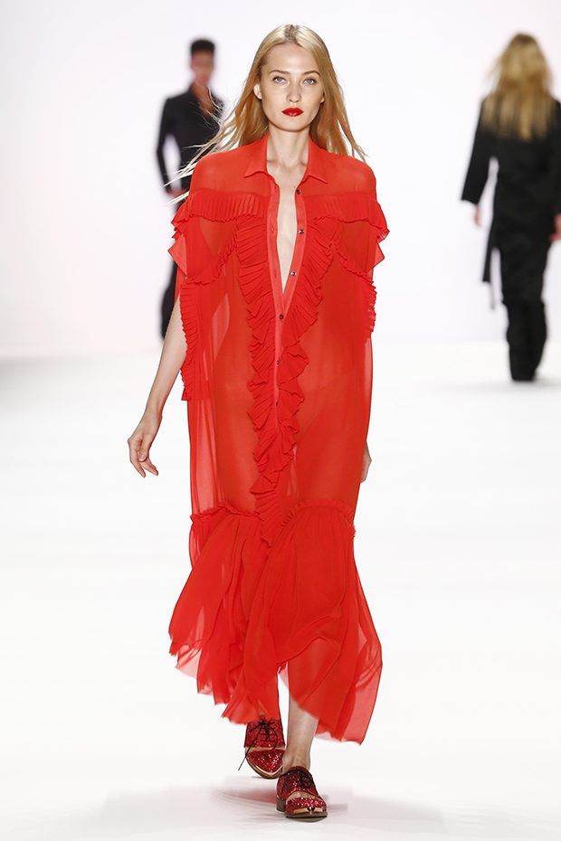 BERLIN, GERMANY - JUNE 28: A model walks the runway at the Avelon show during the Mercedes-Benz Fashion Week Berlin Spring/Summer 2017 at Erika Hess Eisstadion on June 28, 2016 in Berlin, Germany. (Photo by Frazer Harrison/Getty Images for Avelon)