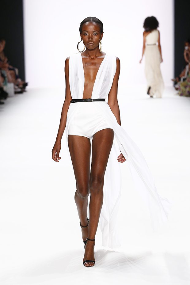 BERLIN, GERMANY - JUNE 30: A model walks the runway at the Dimitri show during the Mercedes-Benz Fashion Week Berlin Spring/Summer 2017 at Erika Hess Eisstadion on June 30, 2016 in Berlin, Germany. (Photo by Frazer Harrison/Getty Images for Dimitri)