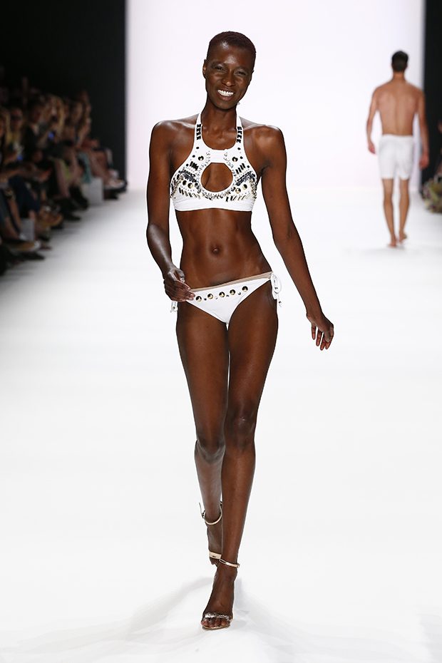 BERLIN, GERMANY - JUNE 30: Model Nala D walks the runway at the Dimitri show during the Mercedes-Benz Fashion Week Berlin Spring/Summer 2017 at Erika Hess Eisstadion on June 30, 2016 in Berlin, Germany. (Photo by Frazer Harrison/Getty Images for Dimitri) *** Local Caption *** Nala D
