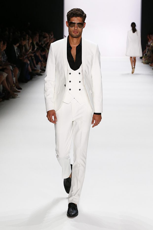 BERLIN, GERMANY - JUNE 30: A model walks the runway at the Dimitri show during the Mercedes-Benz Fashion Week Berlin Spring/Summer 2017 at Erika Hess Eisstadion on June 30, 2016 in Berlin, Germany. (Photo by Frazer Harrison/Getty Images for Dimitri)