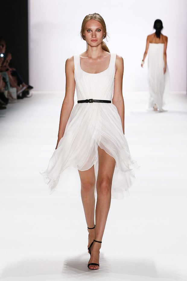 BERLIN, GERMANY - JUNE 30: A model walks the runway at the Dimitri show during the Mercedes-Benz Fashion Week Berlin Spring/Summer 2017 at Erika Hess Eisstadion on June 30, 2016 in Berlin, Germany. (Photo by Frazer Harrison/Getty Images for Dimitri)