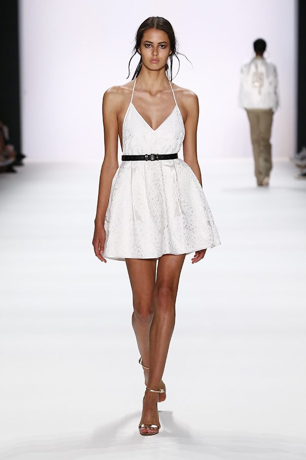 BERLIN, GERMANY - JUNE 30: A model walks the runway at the Dimitri show during the Mercedes-Benz Fashion Week Berlin Spring/Summer 2017 at Erika Hess Eisstadion on June 30, 2016 in Berlin, Germany. (Photo by Frazer Harrison/Getty Images for Dimitri)