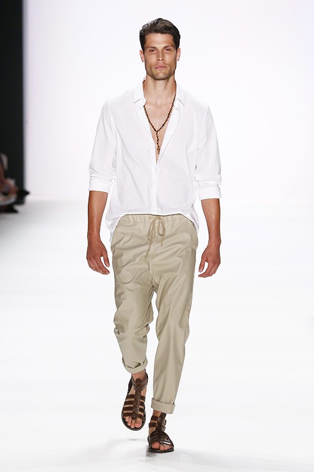 BERLIN, GERMANY - JUNE 30: A model walks the runway at the Dimitri show during the Mercedes-Benz Fashion Week Berlin Spring/Summer 2017 at Erika Hess Eisstadion on June 30, 2016 in Berlin, Germany. (Photo by Frazer Harrison/Getty Images for Dimitri)