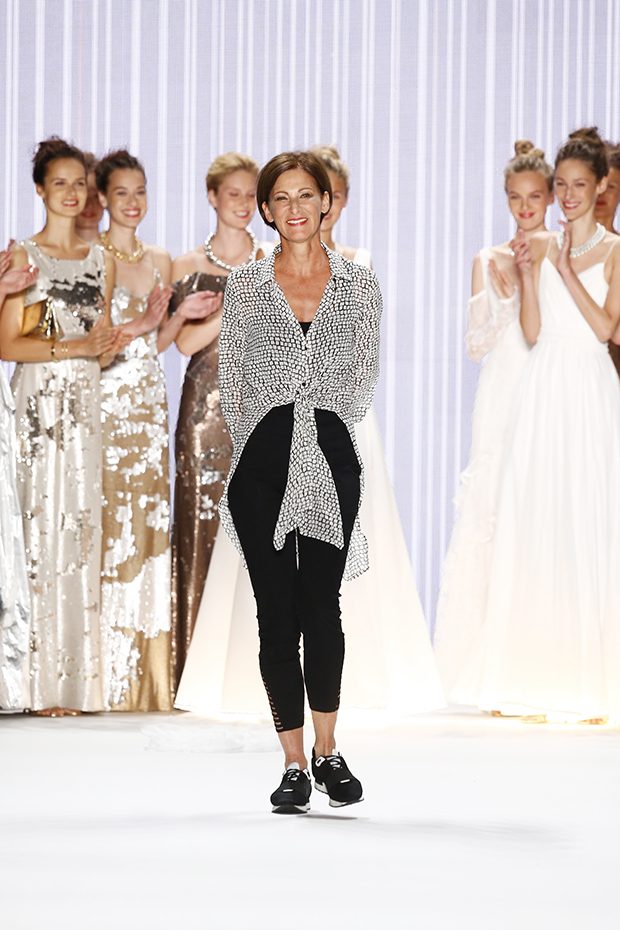 BERLIN, GERMANY - JUNE 29: Designer Eva Lutz l walks the runway after the Minx by Eva Lutz show during the Mercedes-Benz Fashion Week Berlin Spring/Summer 2017 at Erika Hess Eisstadion on June 29, 2016 in Berlin, Germany. (Photo by Peter Michael Dills/Getty Images for IMG)
