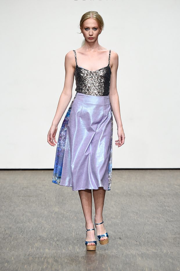 BERLIN, GERMANY - JULY 01: A model walks the runway at the Sammler Berlin show during the Mercedes-Benz Fashion Week Berlin Spring/Summer 2017 at Stage at me Collectors Room on July 1, 2016 in Berlin, Germany. (Photo by Victor Boyko/Getty Images)