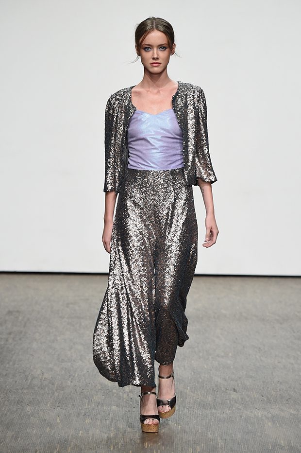 BERLIN, GERMANY - JULY 01: A model walks the runway at the Sammler Berlin show during the Mercedes-Benz Fashion Week Berlin Spring/Summer 2017 at Stage at me Collectors Room on July 1, 2016 in Berlin, Germany. (Photo by Victor Boyko/Getty Images)