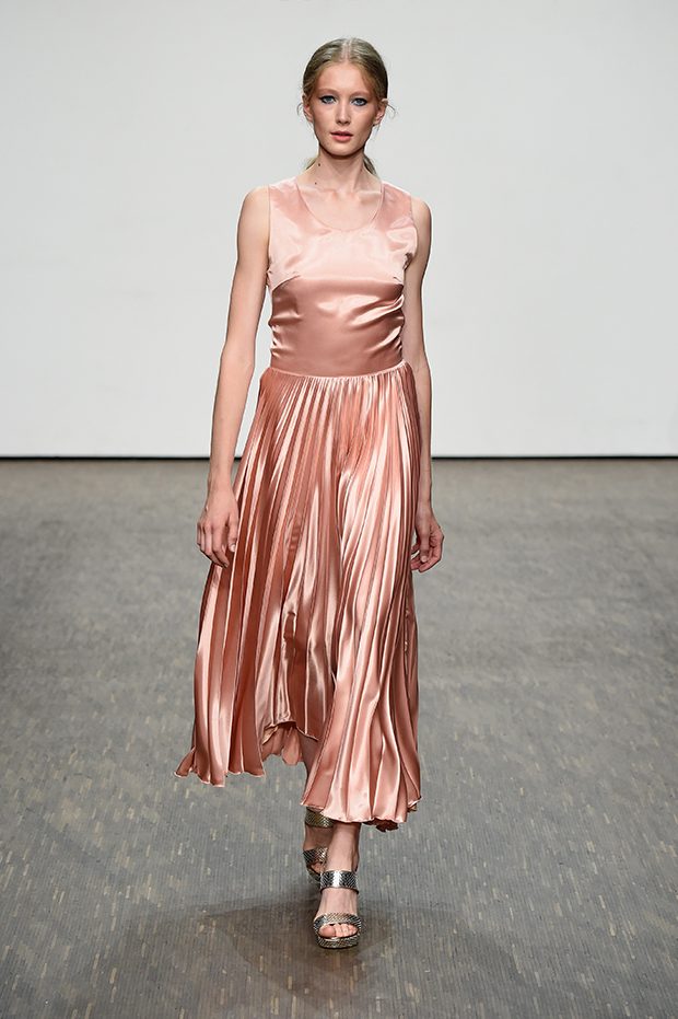 BERLIN, GERMANY - JULY 01: A model walks the runway at the Sammler Berlin show during the Mercedes-Benz Fashion Week Berlin Spring/Summer 2017 at Stage at me Collectors Room on July 1, 2016 in Berlin, Germany. (Photo by Victor Boyko/Getty Images)