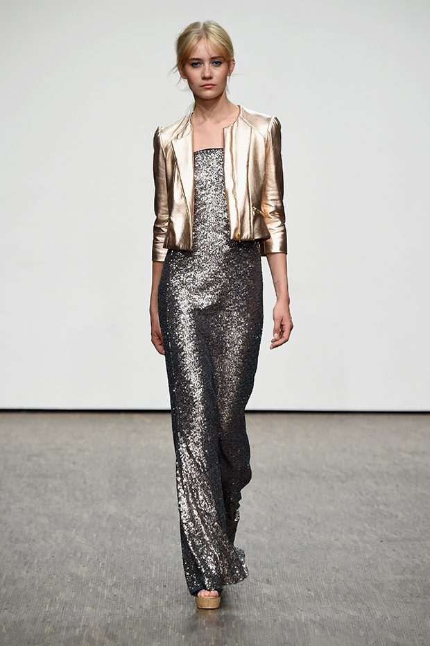 BERLIN, GERMANY - JULY 01: A model walks the runway at the Sammler Berlin show during the Mercedes-Benz Fashion Week Berlin Spring/Summer 2017 at Stage at me Collectors Room on July 1, 2016 in Berlin, Germany. (Photo by Victor Boyko/Getty Images)