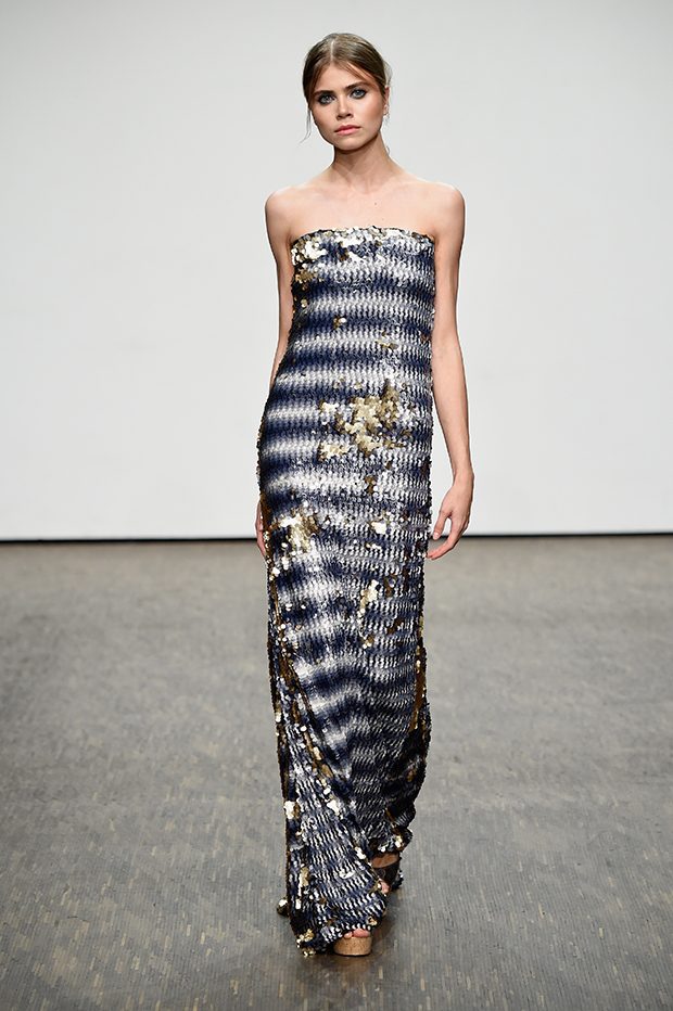 BERLIN, GERMANY - JULY 01: A model walks the runway at the Sammler Berlin show during the Mercedes-Benz Fashion Week Berlin Spring/Summer 2017 at Stage at me Collectors Room on July 1, 2016 in Berlin, Germany. (Photo by Victor Boyko/Getty Images)