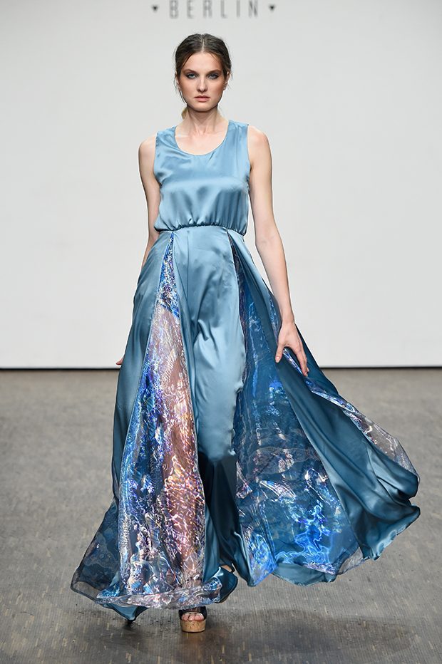 BERLIN, GERMANY - JULY 01: A model walks the runway at the Sammler Berlin show during the Mercedes-Benz Fashion Week Berlin Spring/Summer 2017 at Stage at me Collectors Room on July 1, 2016 in Berlin, Germany. (Photo by Victor Boyko/Getty Images)