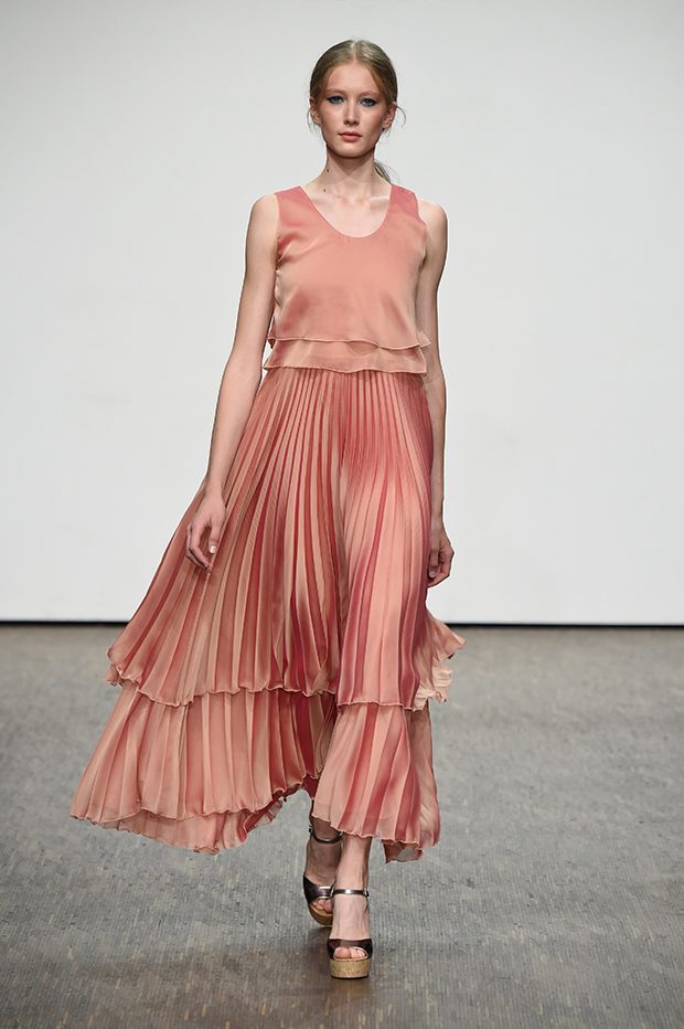 BERLIN, GERMANY - JULY 01: A model walks the runway at the Sammler Berlin show during the Mercedes-Benz Fashion Week Berlin Spring/Summer 2017 at Stage at me Collectors Room on July 1, 2016 in Berlin, Germany. (Photo by Victor Boyko/Getty Images)