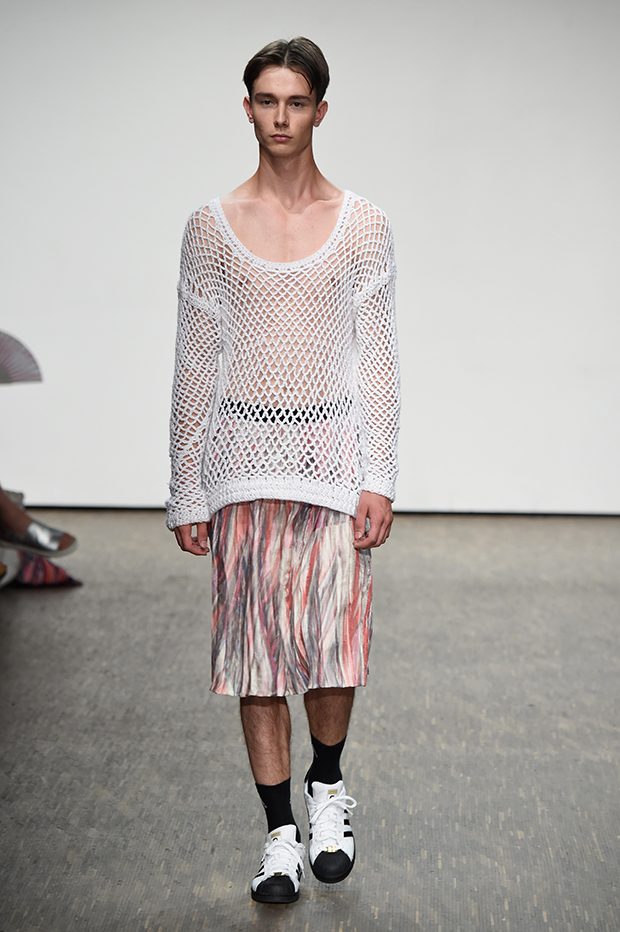 BERLIN, GERMANY - JUNE 30: A model walks the runway at the Vanesa Krongold show during the Mercedes-Benz Fashion Week Berlin Spring/Summer 2017 at Stage at me Collectors Room on June 30, 2016 in Berlin, Germany. (Photo by Victor Boyko/Getty Images for IMG)