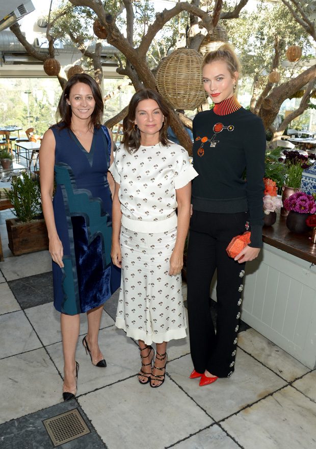 WEST HOLLYWOOD, CA - OCTOBER 25: (L-R) Chief Executive of the British Fashion Council Caroline Rush, fashion entrepreneur Natalie Massenet and fashion model Karlie Kloss attend The Fashion Awards 2016 Official Nominees Announcement Brunch at Soho House on October 25, 2016 in West Hollywood, California. (Photo by Matt Winkelmeyer/Getty Images for The British Fashion Council ) *** Local Caption *** Caroline Rush;Natalie Massenet;Karlie Kloss