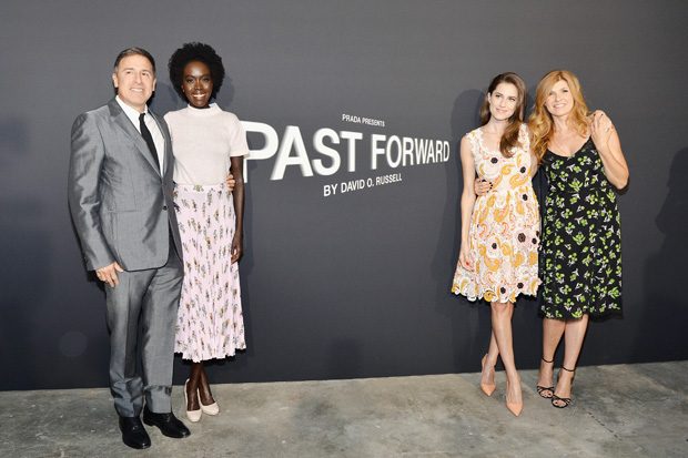 LOS ANGELES, CA - NOVEMBER 15: (L-R) Director David O. Russell, actresses Kuoth Wiel, Allison Williams, and Connie Britton attend the premiere of 'Past Forward', a movie by David O. Russell presented by Prada on November 15, 2016 at Hauser Wirth Schimmel Gallery in Los Angeles, California. (Photo by Stefanie Keenan/Getty Images for PRADA) *** Local Caption *** David O. Russell, Kuoth Wiel, Allison Williams, Connie Britton