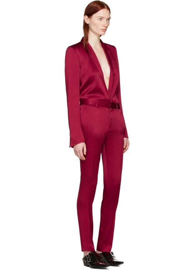 red satin suit womens