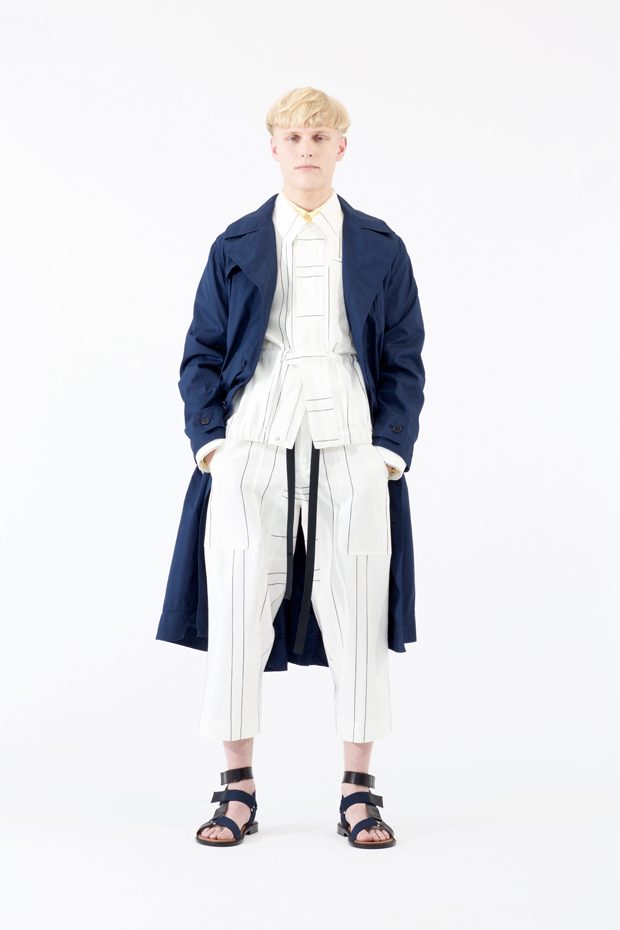 CEDRIC CHARLIER】 WHITE belted coat