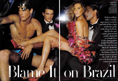 Blame it on Brazil: Gisele Bundchen, Evandro Soldati and Carlos Freire by Mario Testino
