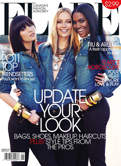 Irina Lazareanu, Tiiu Kuik & Arlenis Sosa Pena by Max Abadian for Flare January 2011