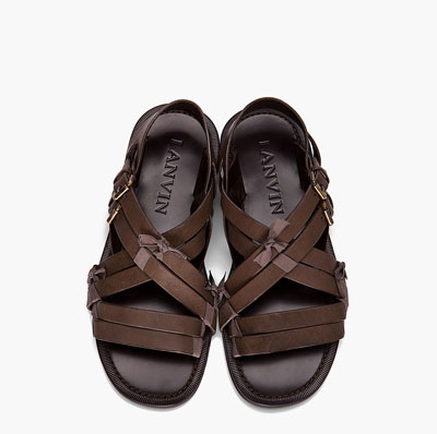 Lanvin Ribbon Cross Strap Sandals