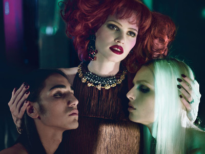 Andrej Pejic, Lara Stone & Willy Cartier for W Magazine