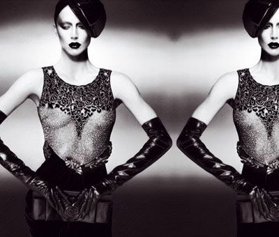 Raquel Zimmermann and Sean Opry for Giorgio Armani