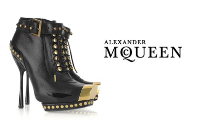 Studded Leather Brass-toe Ankle Boots by Alexander McQueen