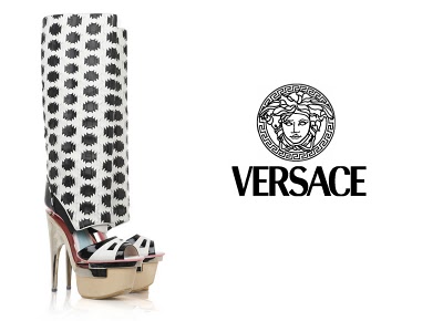 Versace Leather Cutout Platform Boots