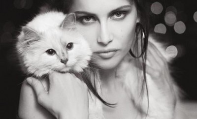 Laetitia Casta & Choupette by Karl Lagerfeld for V