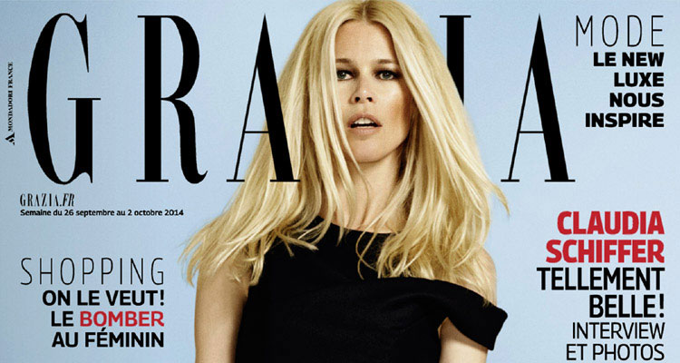 Claudia Schiffer for Grazia France by Adam Whitehead