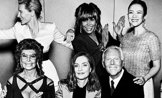 Mr. Armani & His Star Crew for VANITY FAIR