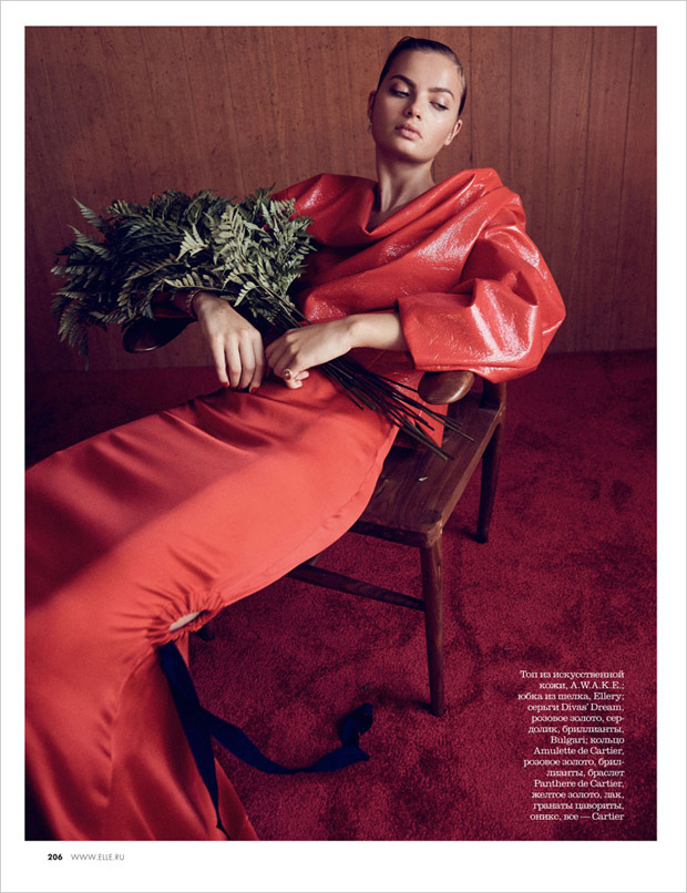 Moa Aberg Models Red FW16 Looks for Elle Russia December 2016 Issue