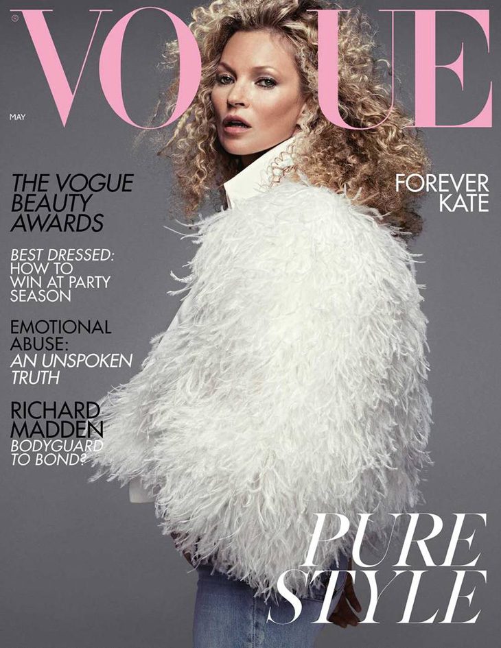 Kate Moss in Gucci's Pre-Fall Fur Coat with Stars