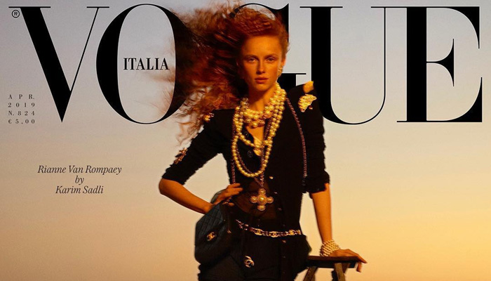 Rianne Van Rompaey Models Chanel for Vogue Italia April 2019 Cover