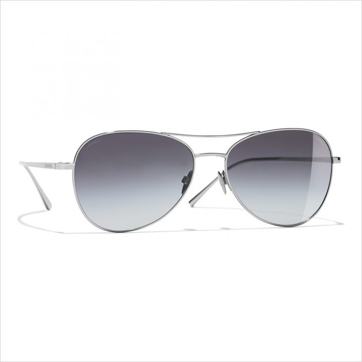 CHANEL 4189TQ Aviator Titanium & Calfskin Sunglasses