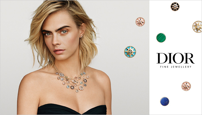 Cara Delevingne Models DIOR ROSE DES VENTS Jewelry Collection