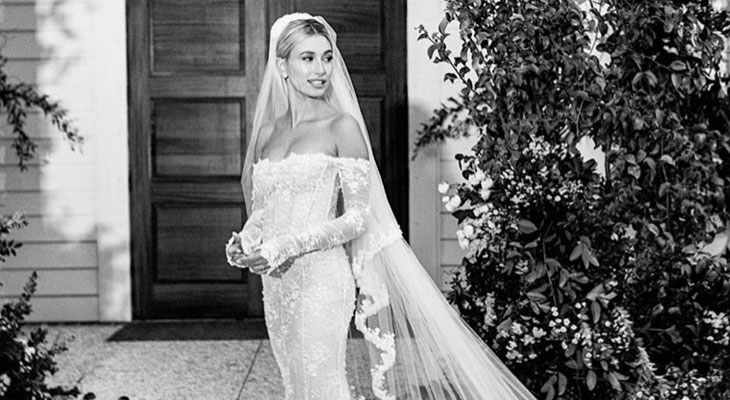 Take a Closer Look at Hailey Bieber’s Off/White Wedding Dress