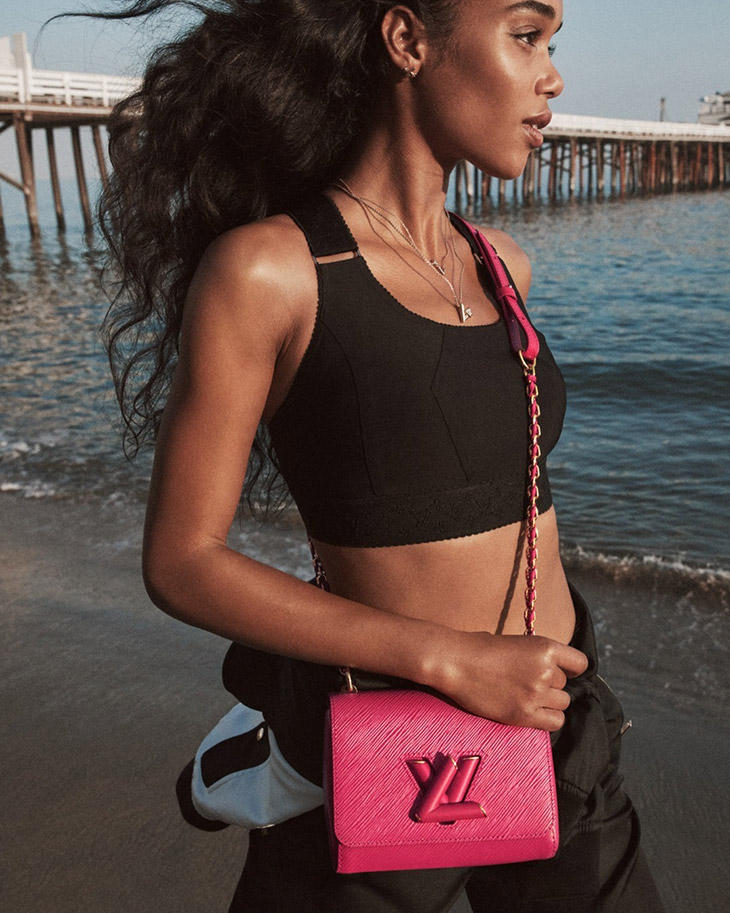 Laura Harrier Models LOUIS VUITTON Spring 2021 Twist Bags