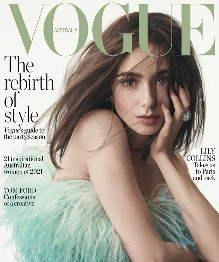 Lily Collins Covers the December 2021 Issue of Vogue Australia