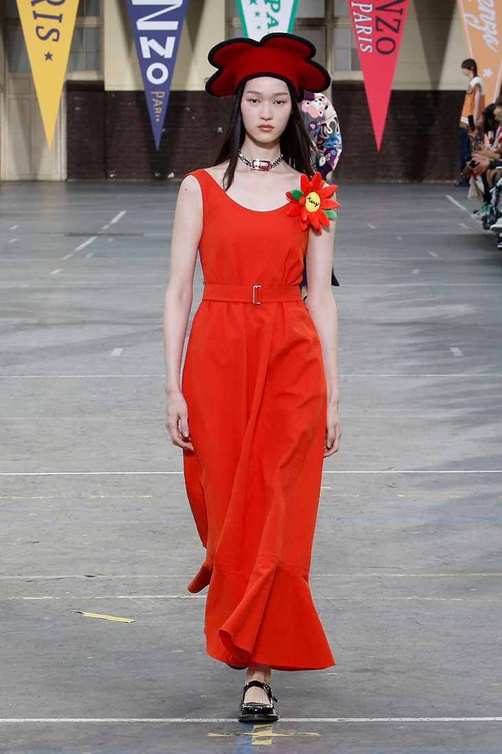 open lace back dress Kenzo Red Floral Printed Dress - BOPF