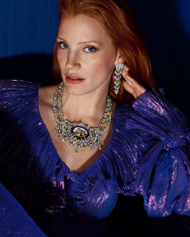 Jessica Chastain Models GUCCI Hortus Deliciarum High Jewelry