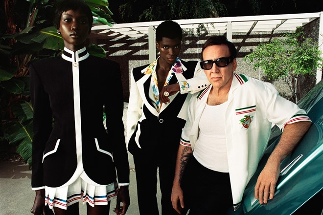 Nicolas Cage, Alton Mason & Anok Yai Pose for CASABLANCA Fall Winter 2022.23 Collection
