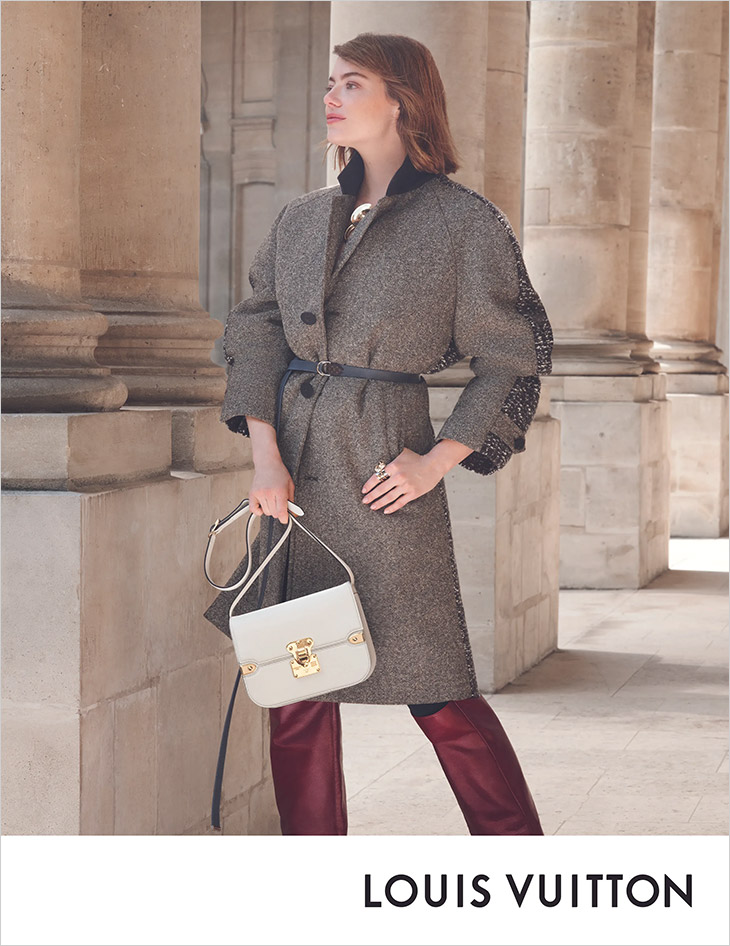 Louis Vuitton Print Ad, Louis Vuitton Magazine Ad, Model w Black Jacket  Hand Bag