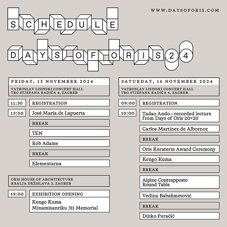 Days of Oris 24 Schedule